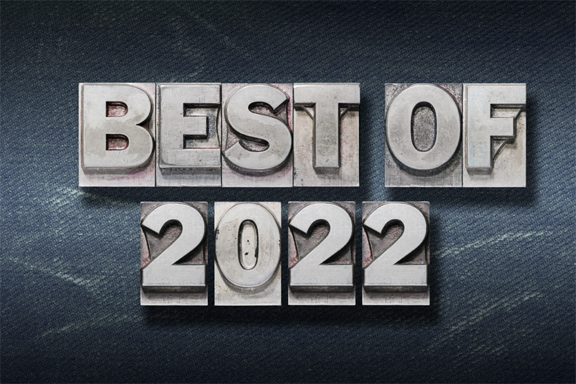 Best Of 2022 Phrase Made From Metallic Letterpress On Dark Background